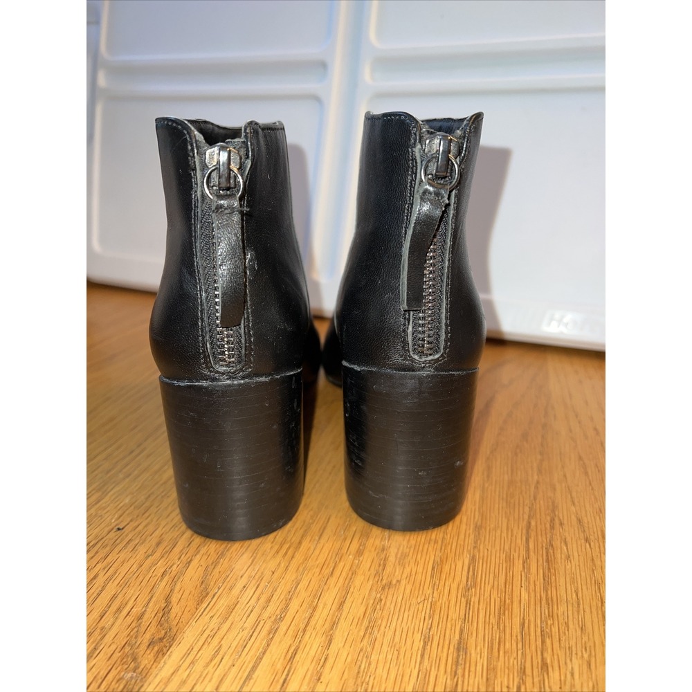 STEVE MADDEN Black Leather High Heel Ankle Boots, back zip‎ 7.5 M - Picture 4 of 7